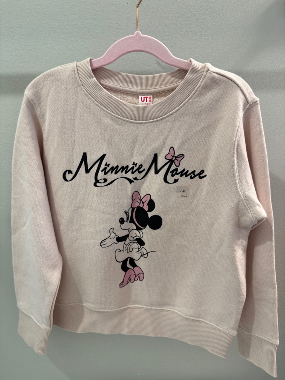 Uniqlo Kids Minnie Mouse Sweatshirt - Pale Pink and Black NEW with TAGS